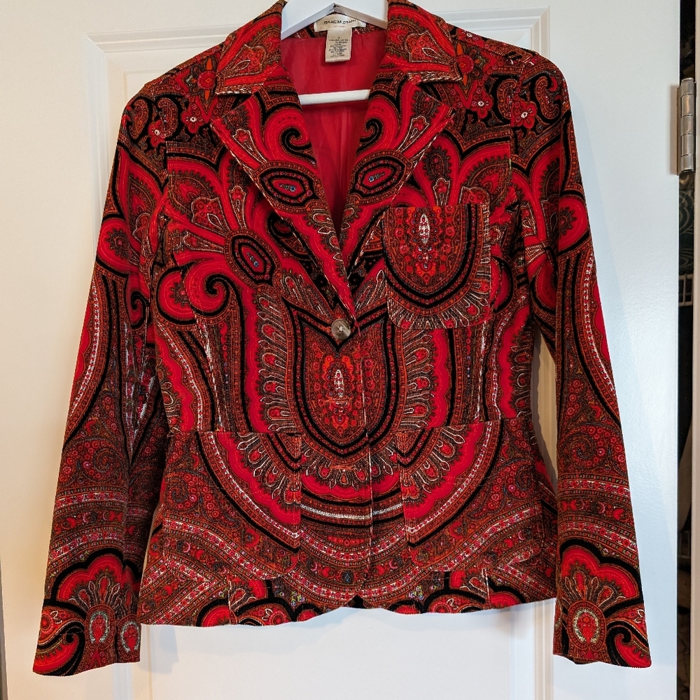 Isaac Mizrahi Red Paisley Blazer